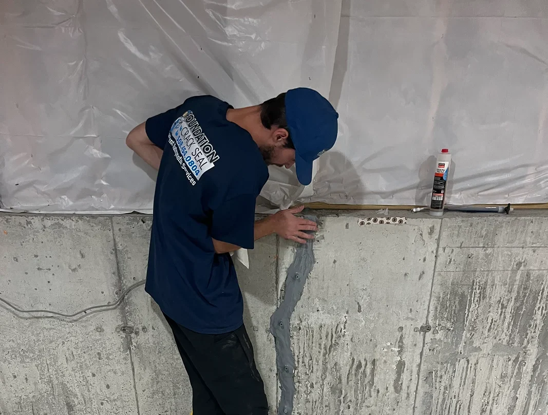 Foundation Crack Seal sealing a foundation crack