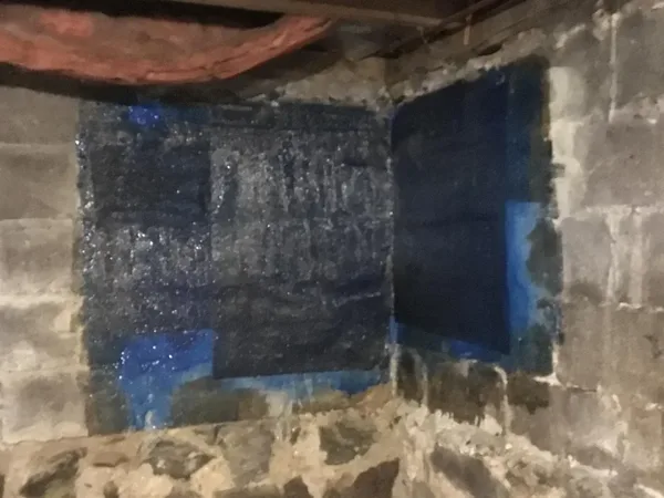 Basement wall moisture sealing application